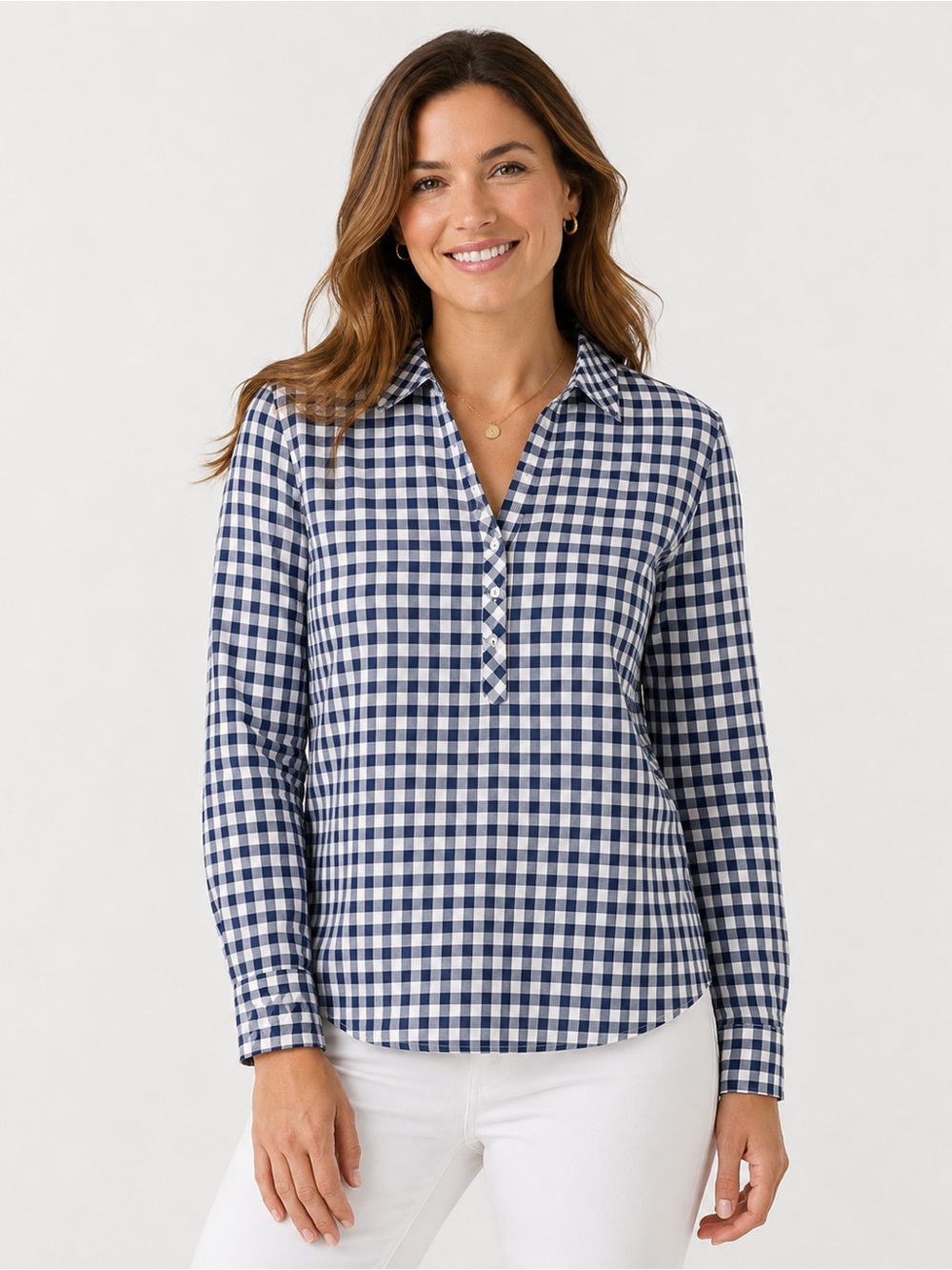 Southern Tide Navy and White Gingham Button-Down Shirt